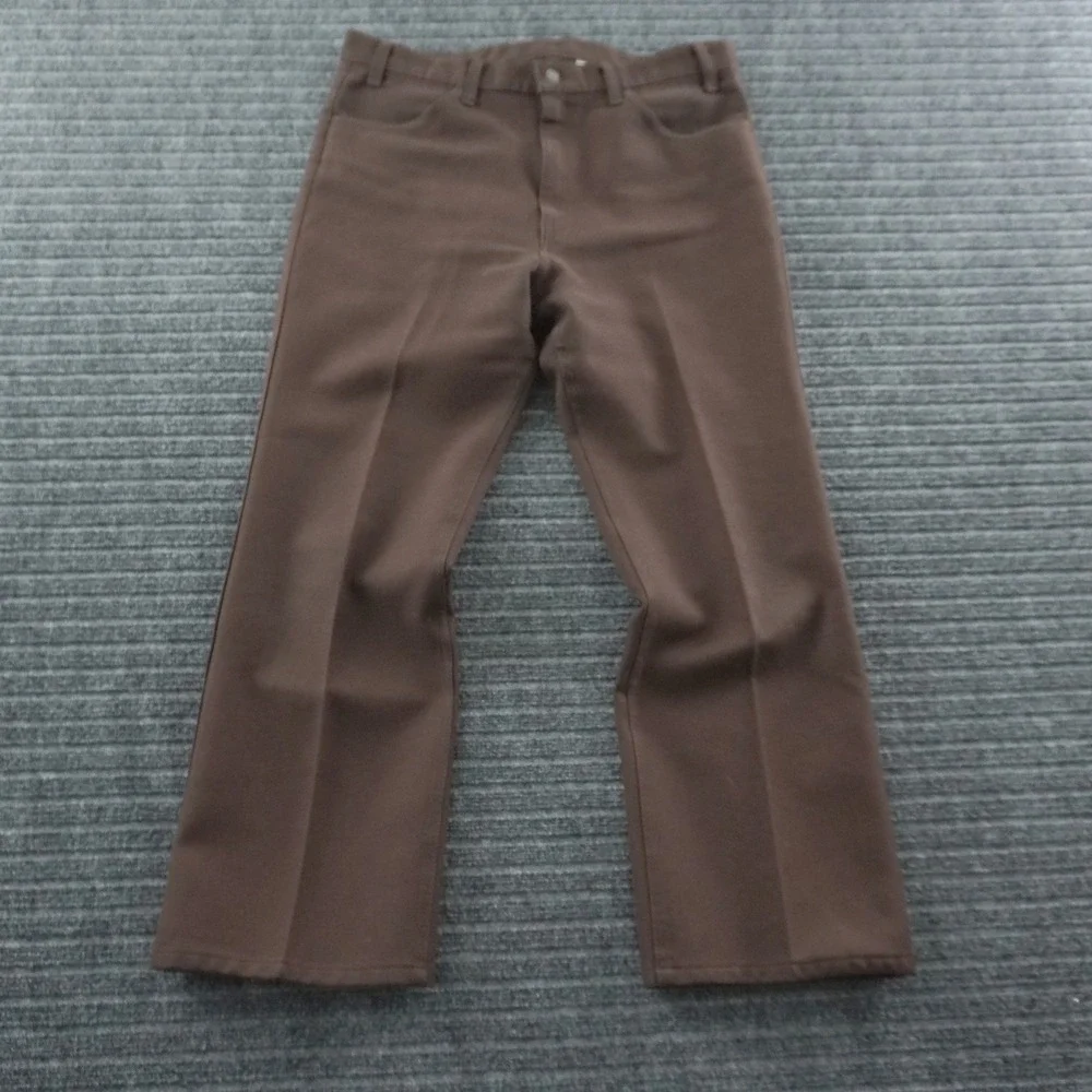 Vintage 70s Levis Sta-Prest Trousers Mens 35x30 Brown Straight Leg Pants